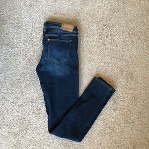 &denim super skinny low rise jeans